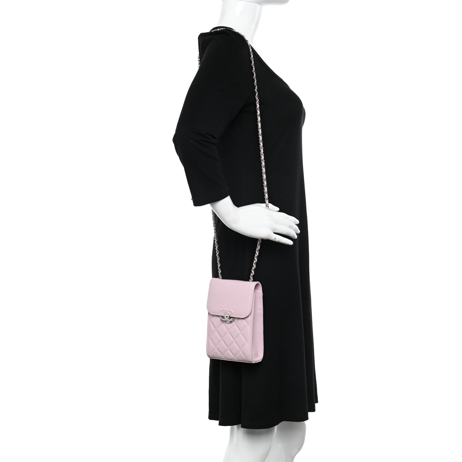 Chanel Grained Calfskin Quilted CC Box Clutch With Chain Rose 2 of 12