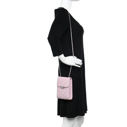 Chanel Grained Calfskin Quilted CC Box Clutch With Chain Rose 2 of 12