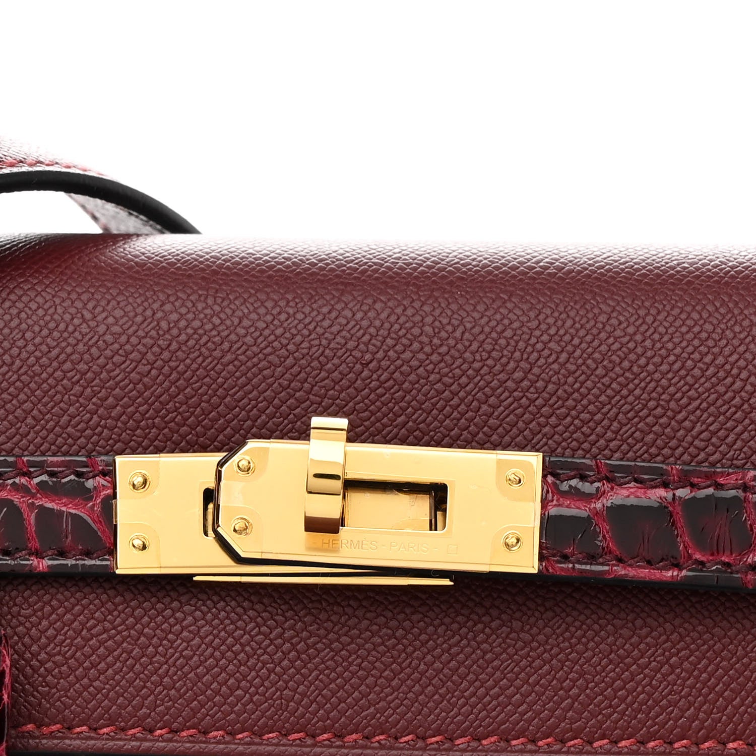 Hermes Madame Calfskin Shiny Alligator Kelly Sellier Touch 25 Rouge H 8 of 12