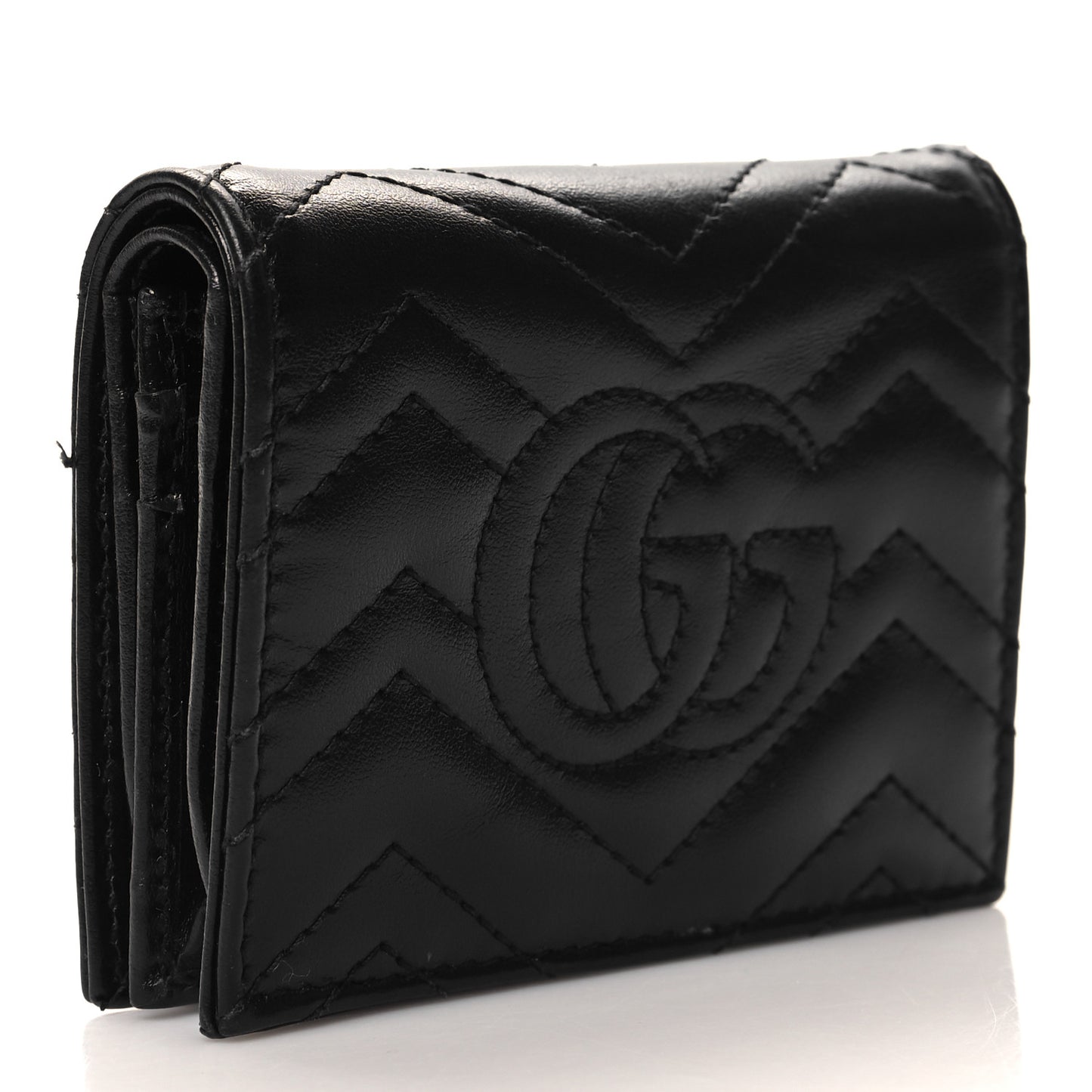 Calfskin Matelasse GG Marmont Card Case Wallet Black