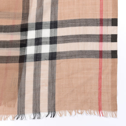 Burberry Wool Silk House Check Lightweight Scarf Camel 3 of 4