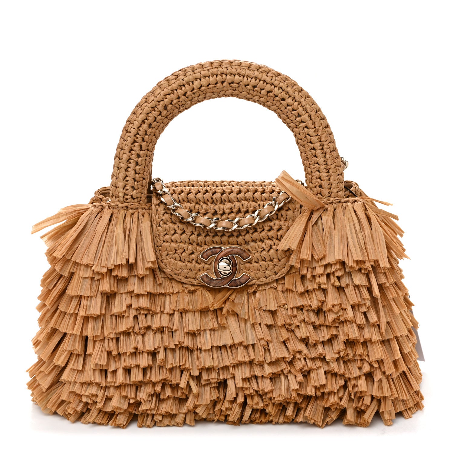 Chanel Raffia Fringe Nano Kelly Shopper Dark Beige 1 of 11