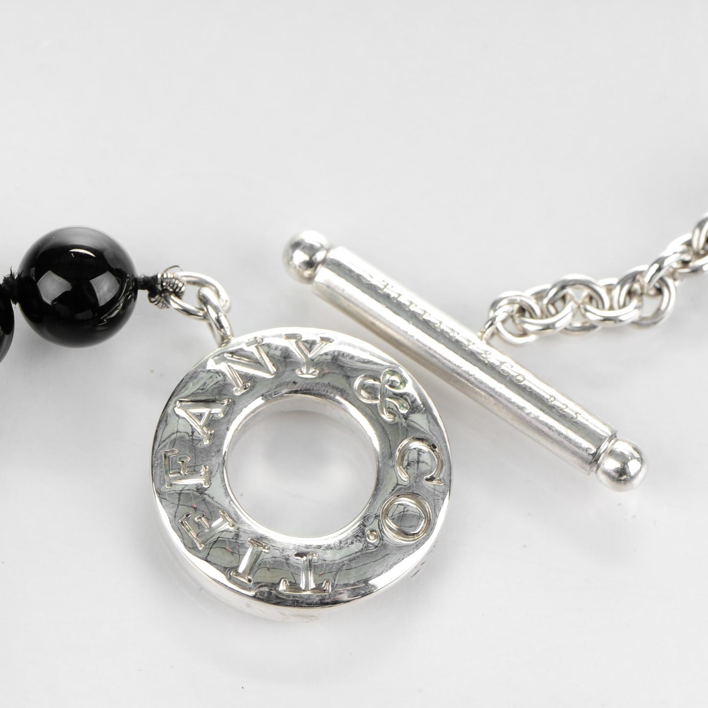 Sterling Silver Black Onyx Bead Toggle Necklace