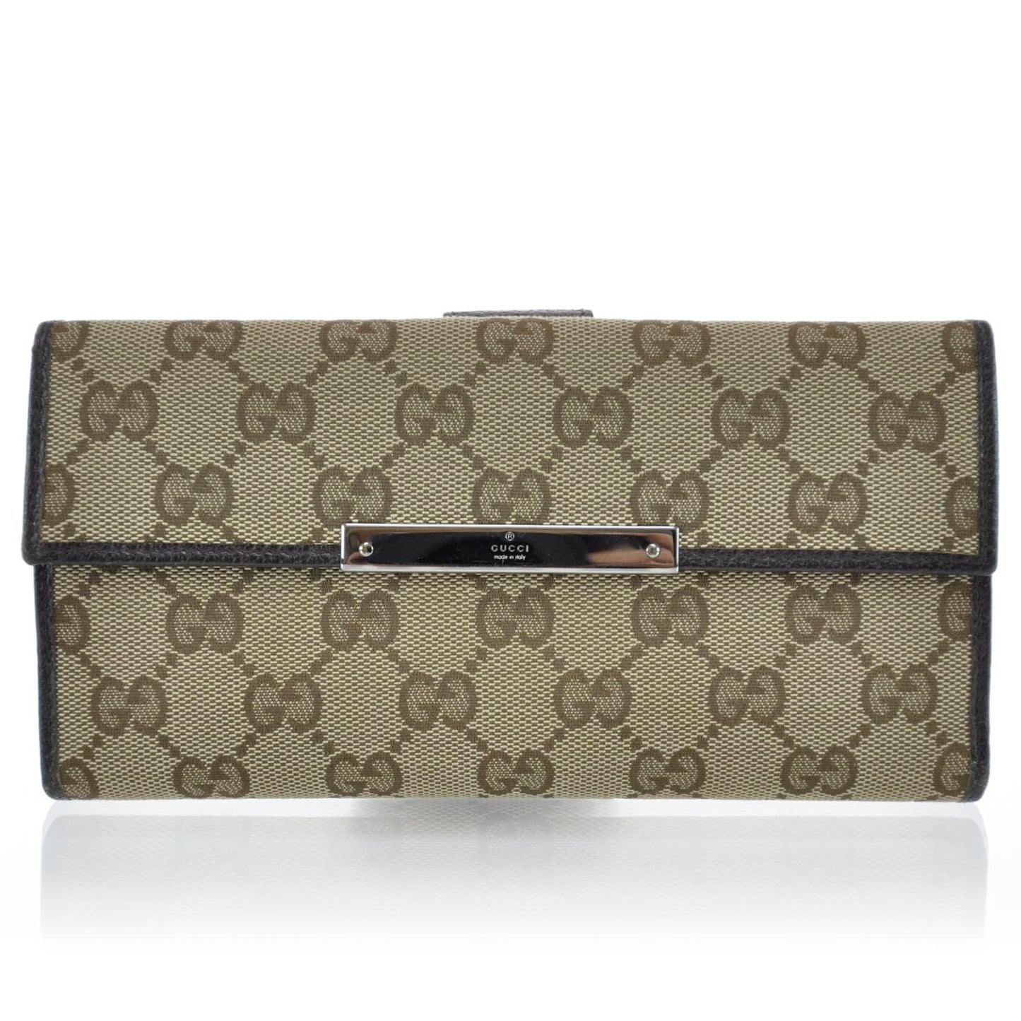 Monogram Metal Bar Continental Flap Wallet Beige Ebony Dark Brown