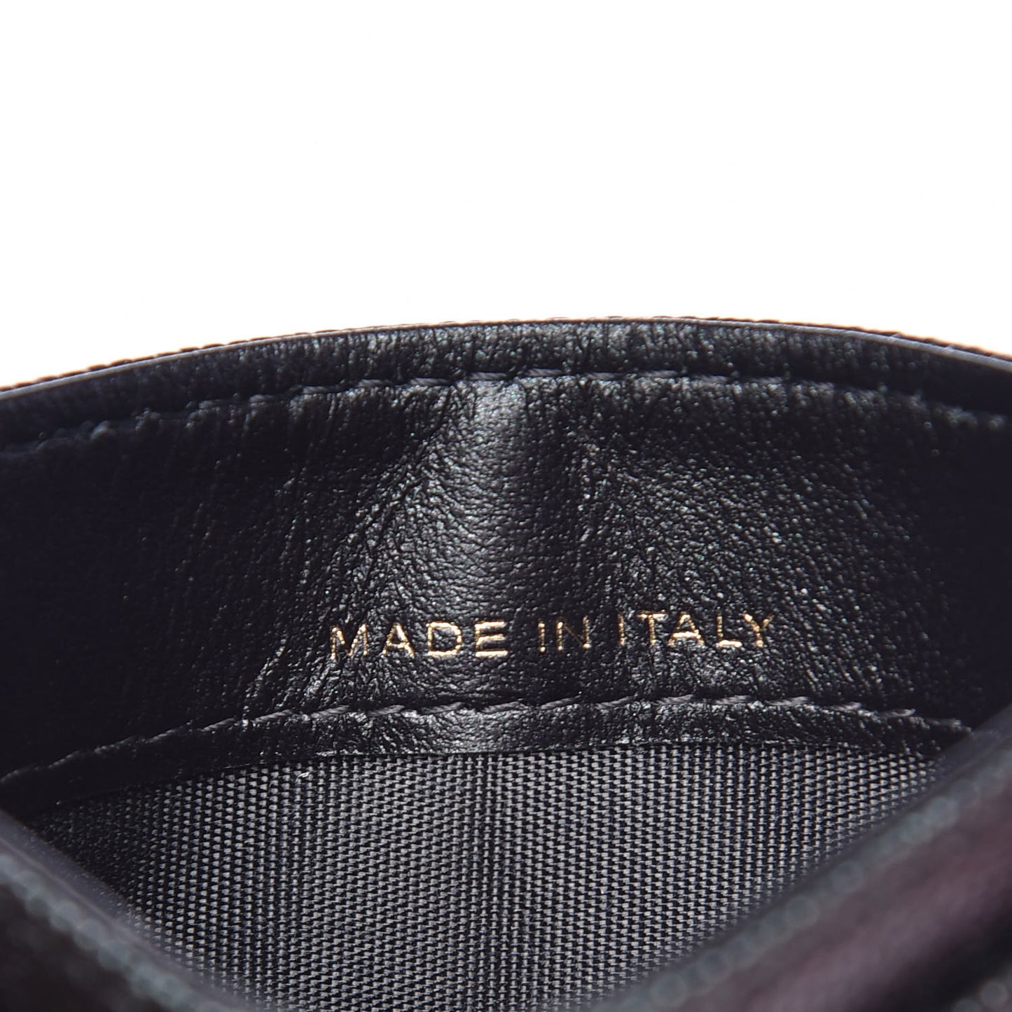 Iridescent Caviar Quilted Card Holder Black