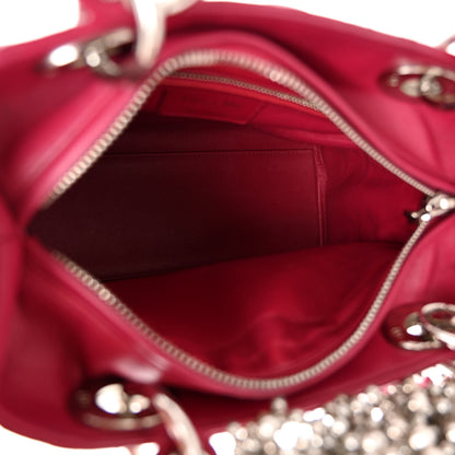 Christian Dior Lambskin Cannage Medium Pearl Lady Dior Dark Pink 5 of 9