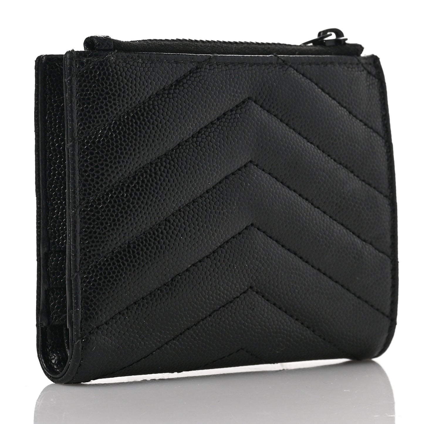 Grain De Poudre Matelasse Chevron Monogram Zipped Card Case Black