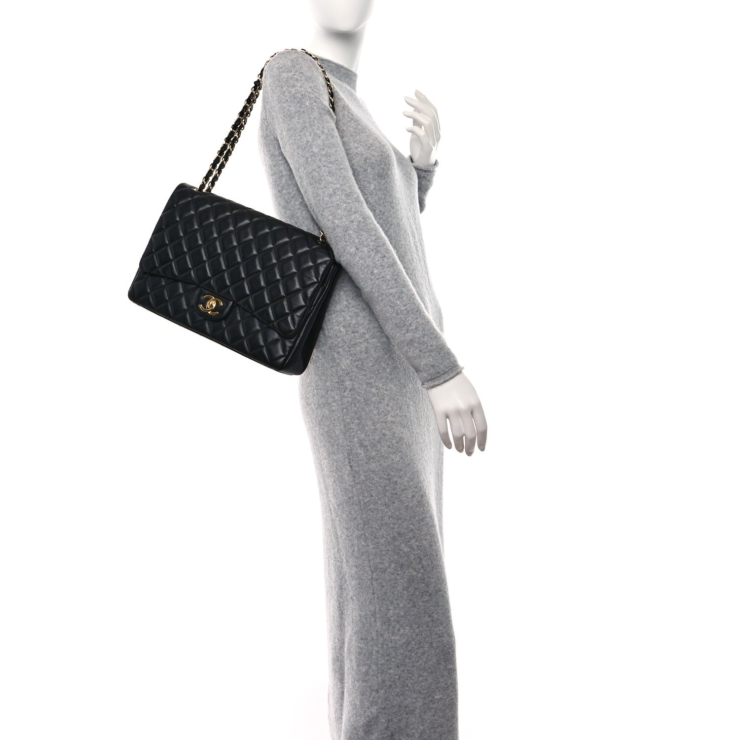 Chanel Lambskin Quilted Maxi Double Flap Black 3 of 12
