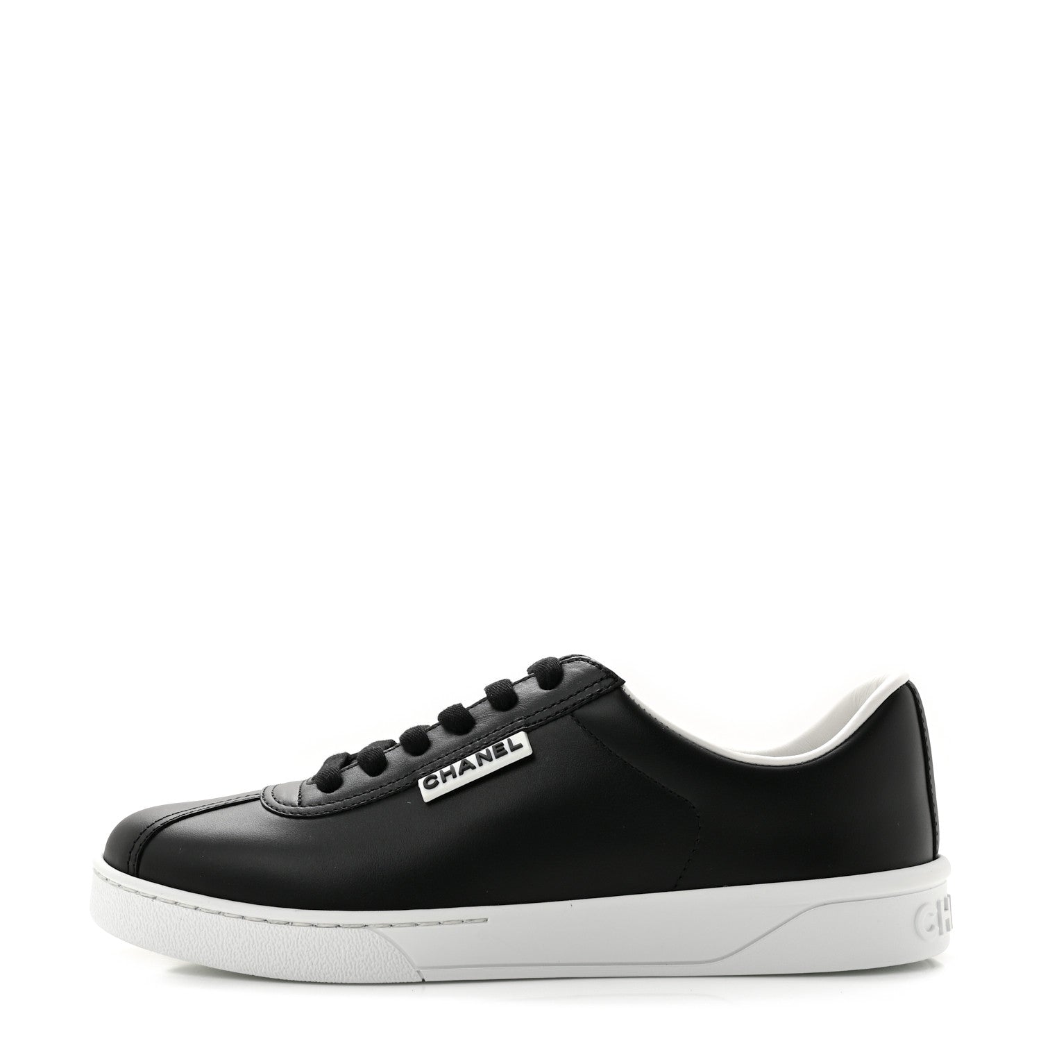 Chanel Calfskin CC Womens Sneakers 37 Black 1 of 10