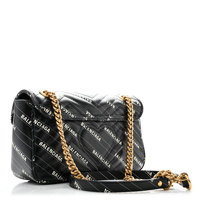 Gucci X BALENCIAGA Calfskin Matelasse Logo Print Small GG Marmont Shoulder Bag Black 3 of 13