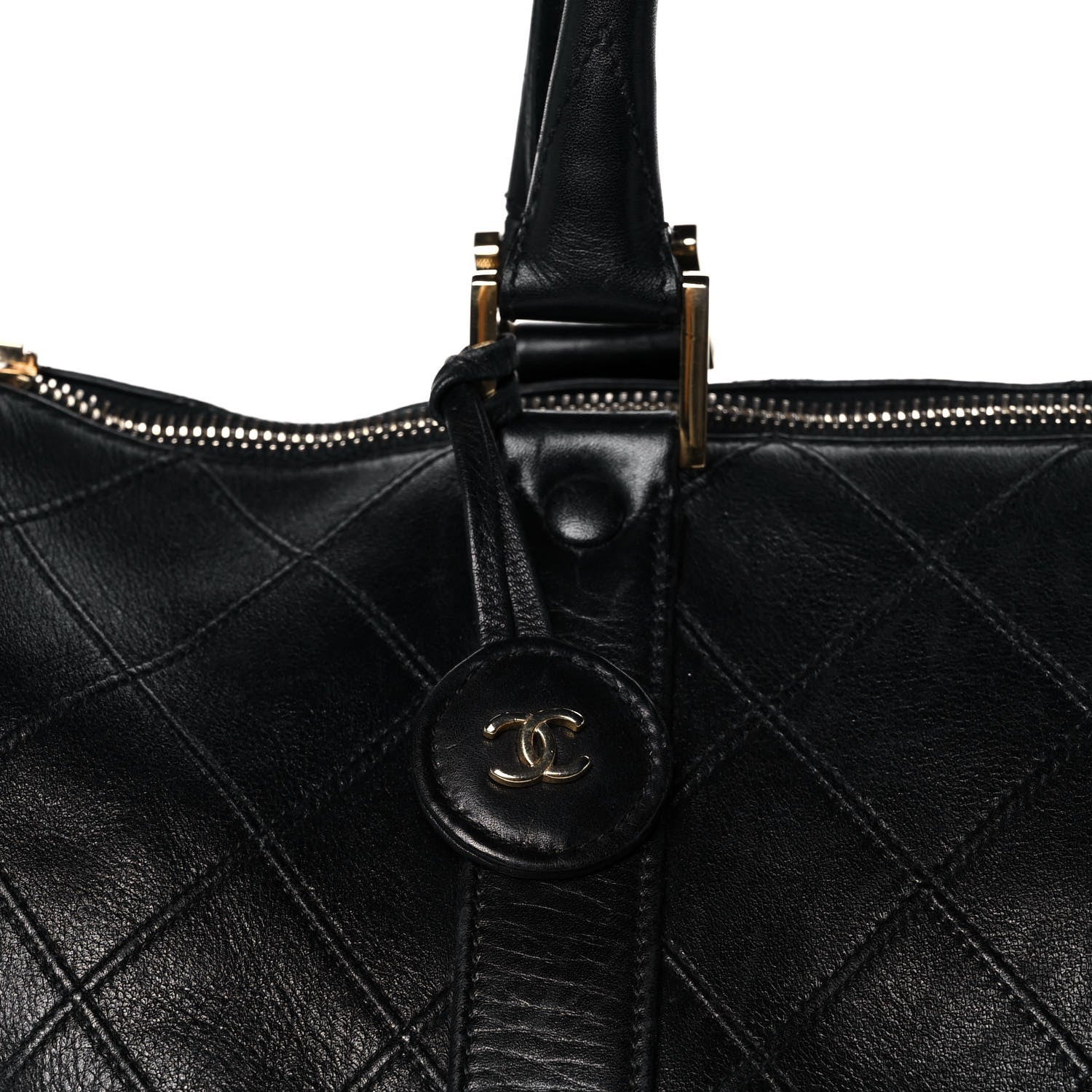 Chanel Calfskin Stitched CC Boston Black 8 of 16