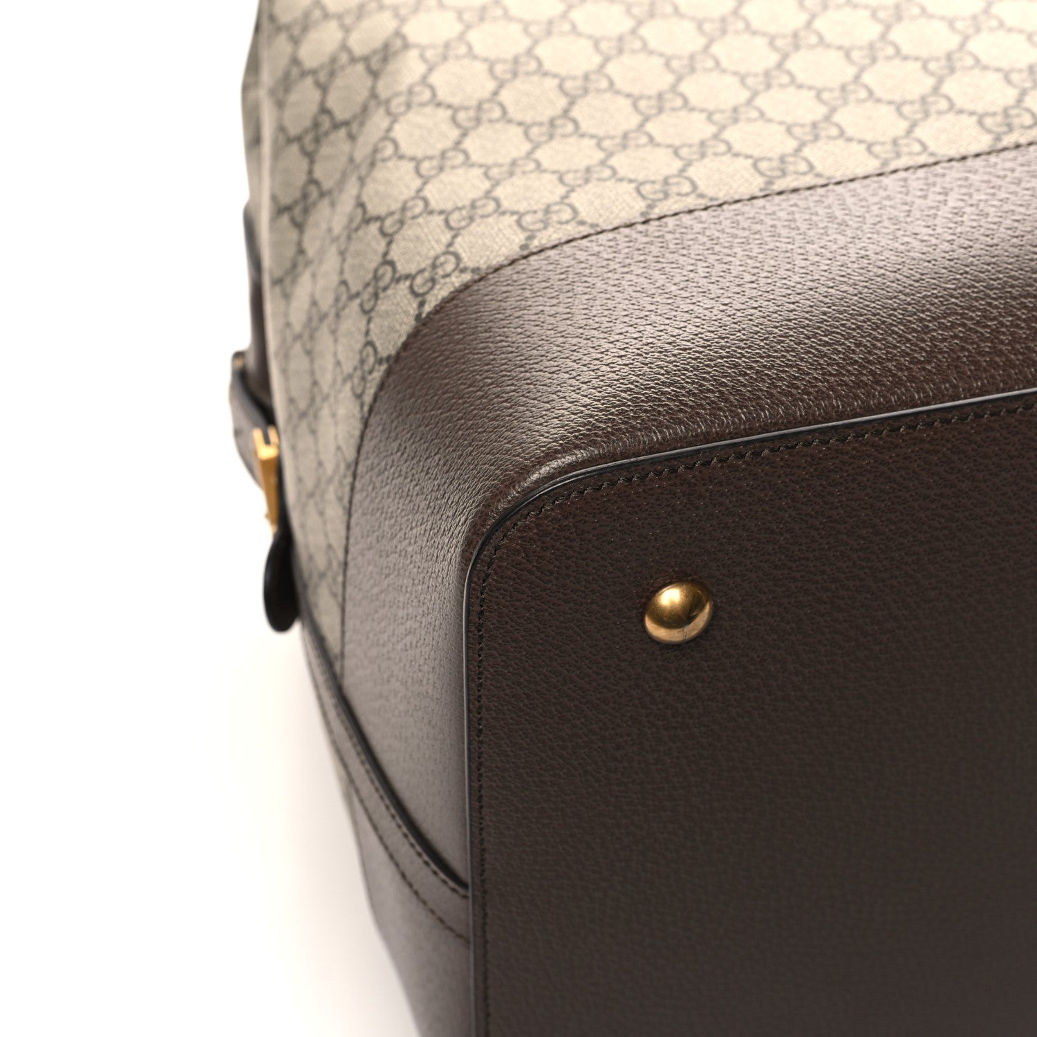 Gucci GG Supreme Monogram Textured Dollar Calfskin Web Savoy Travel Bag Beige Ebony New Acero 8 of 11