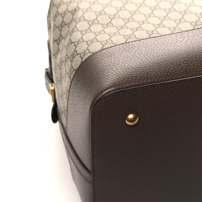 Gucci GG Supreme Monogram Textured Dollar Calfskin Web Savoy Travel Bag Beige Ebony New Acero 8 of 11