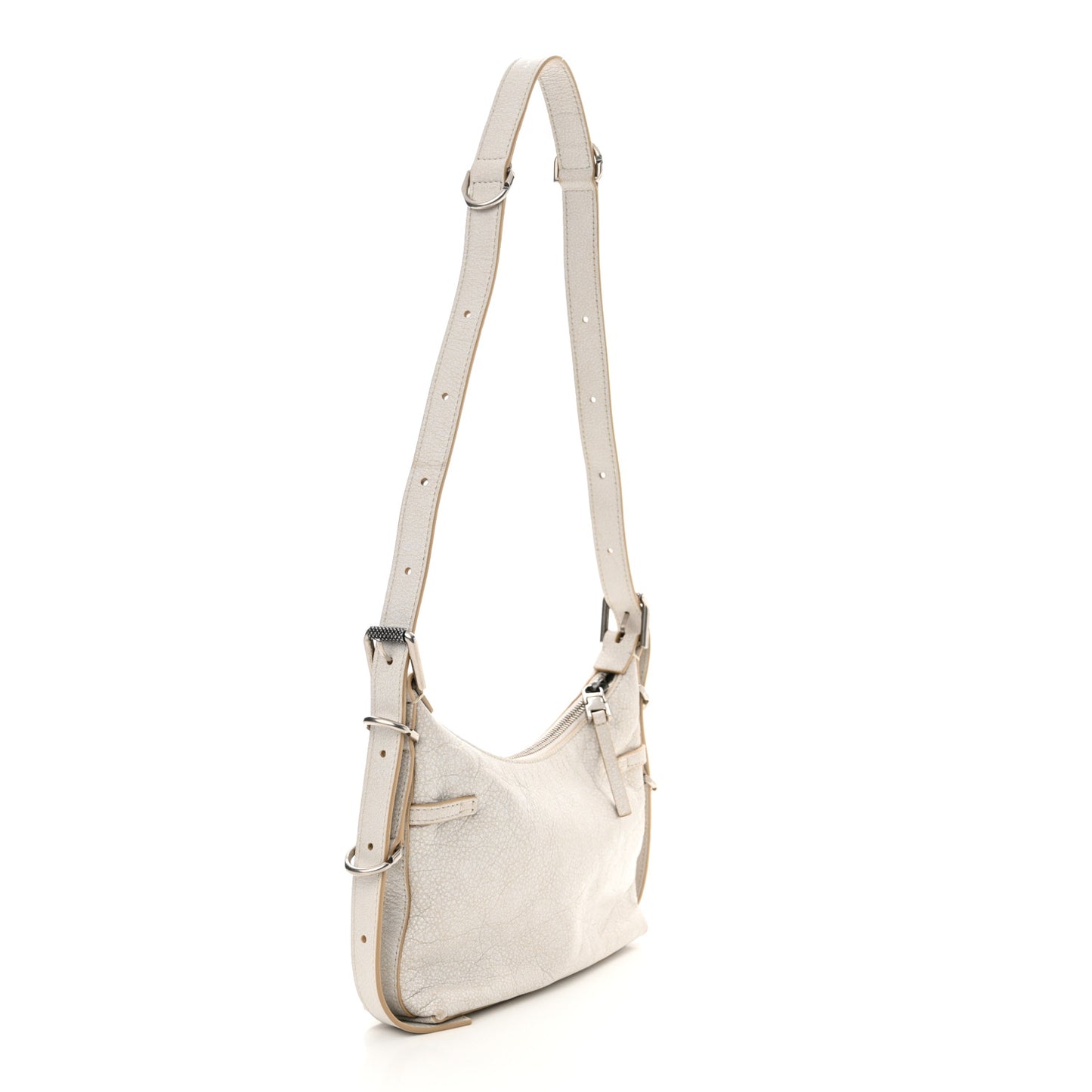 Tumbled Calfskin Mini Voyou Bag Ivory