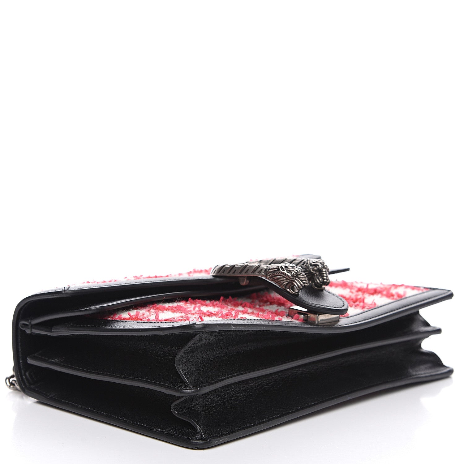 Gucci Tweed Check Small Dionysus Shoulder Bag Black Red 3 of 9