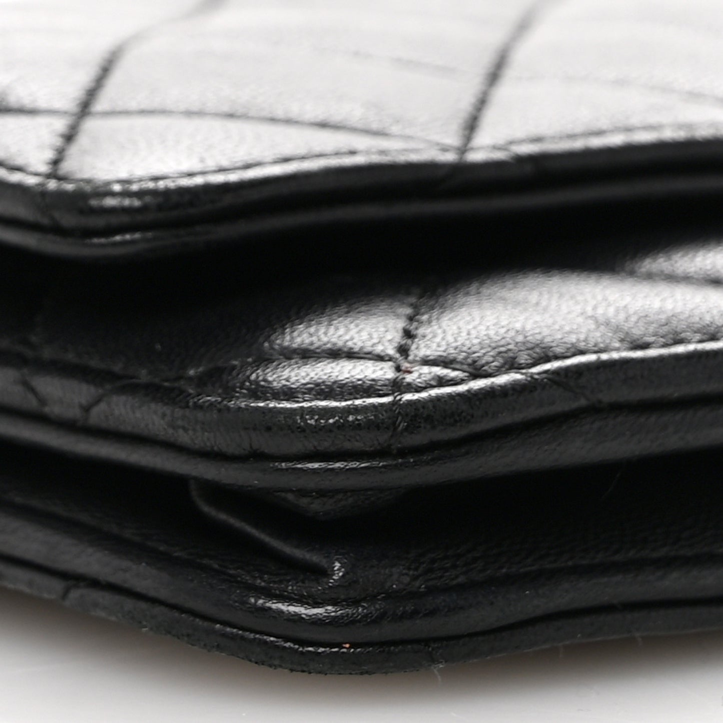 Lambskin Quilted Wallet On Chain WOC Black