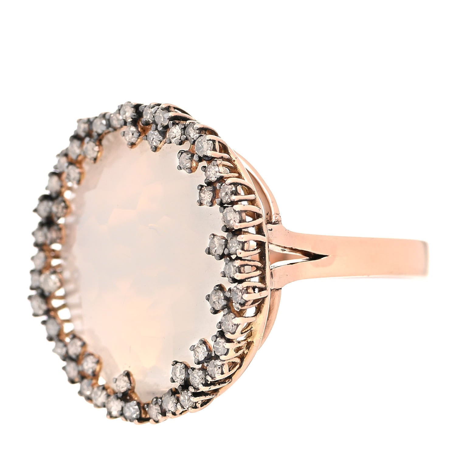 Suzanne Kalan 18K Rose Gold Champagne Diamond Chalcedony Cocktail Ring 60 9 3 of 6