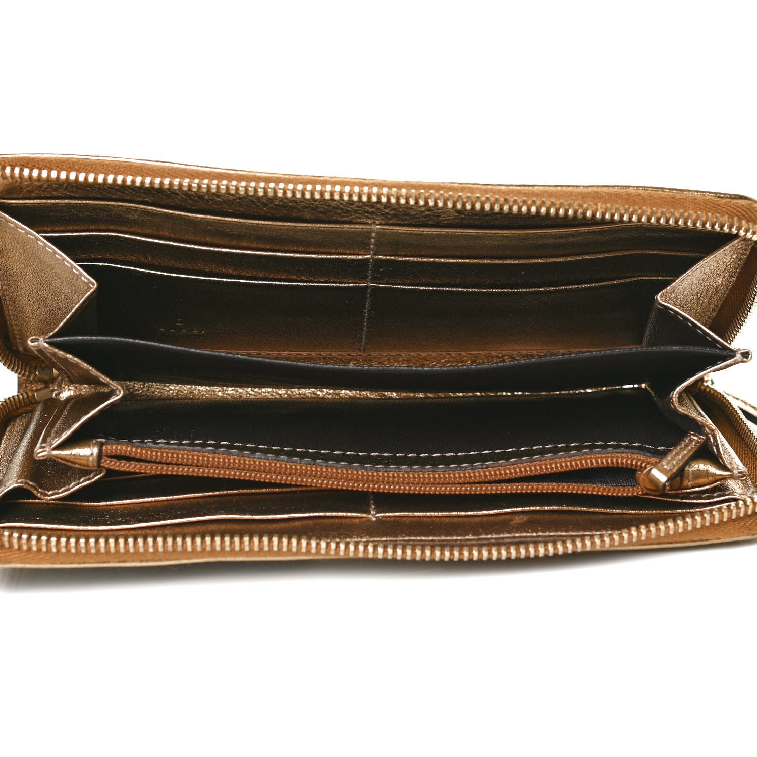 Gucci Crystal Monogram Metal Bar Zip Around Wallet Gold 5 of 9