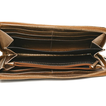 Gucci Crystal Monogram Metal Bar Zip Around Wallet Gold 5 of 9