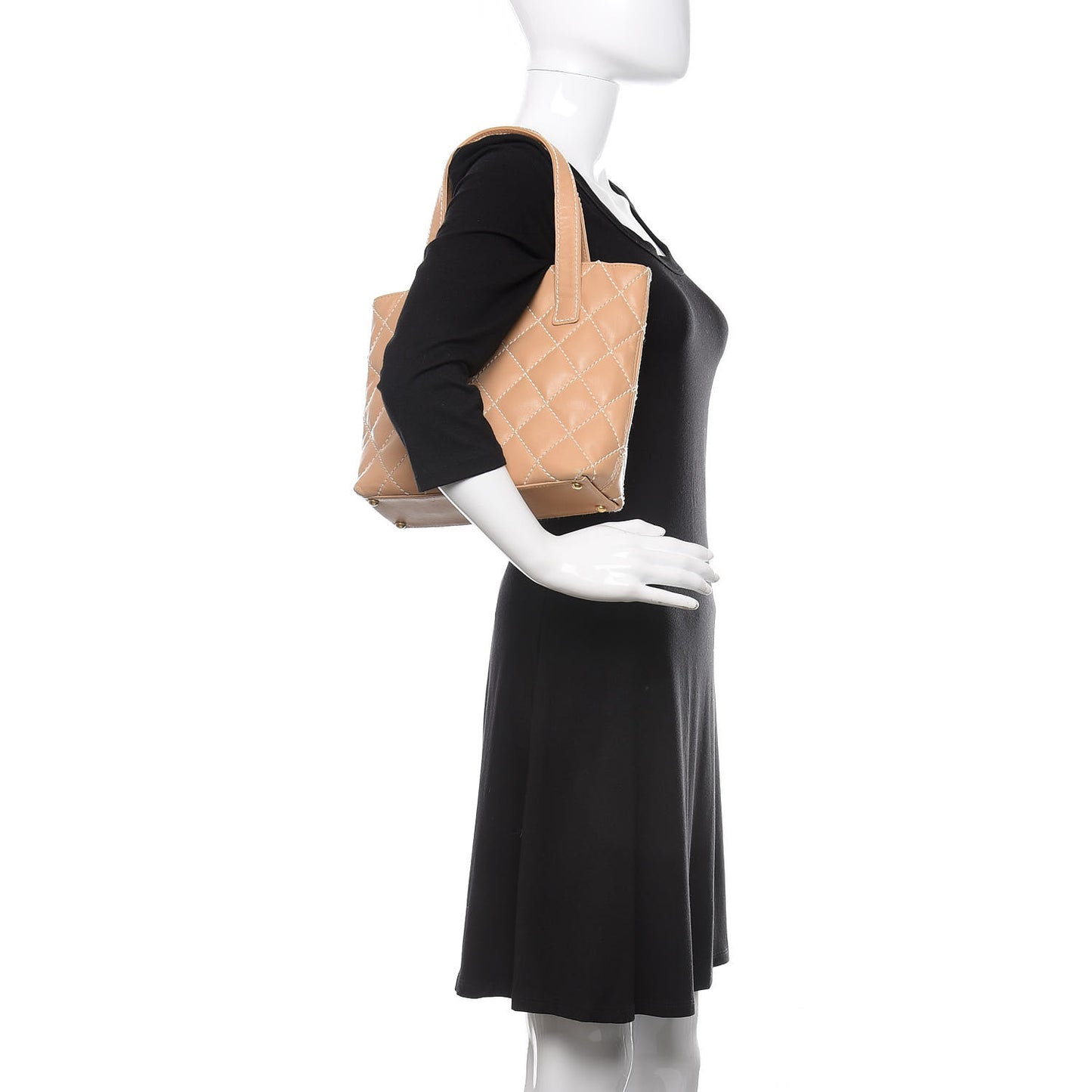 Calfskin Wild Stitch Tote Beige