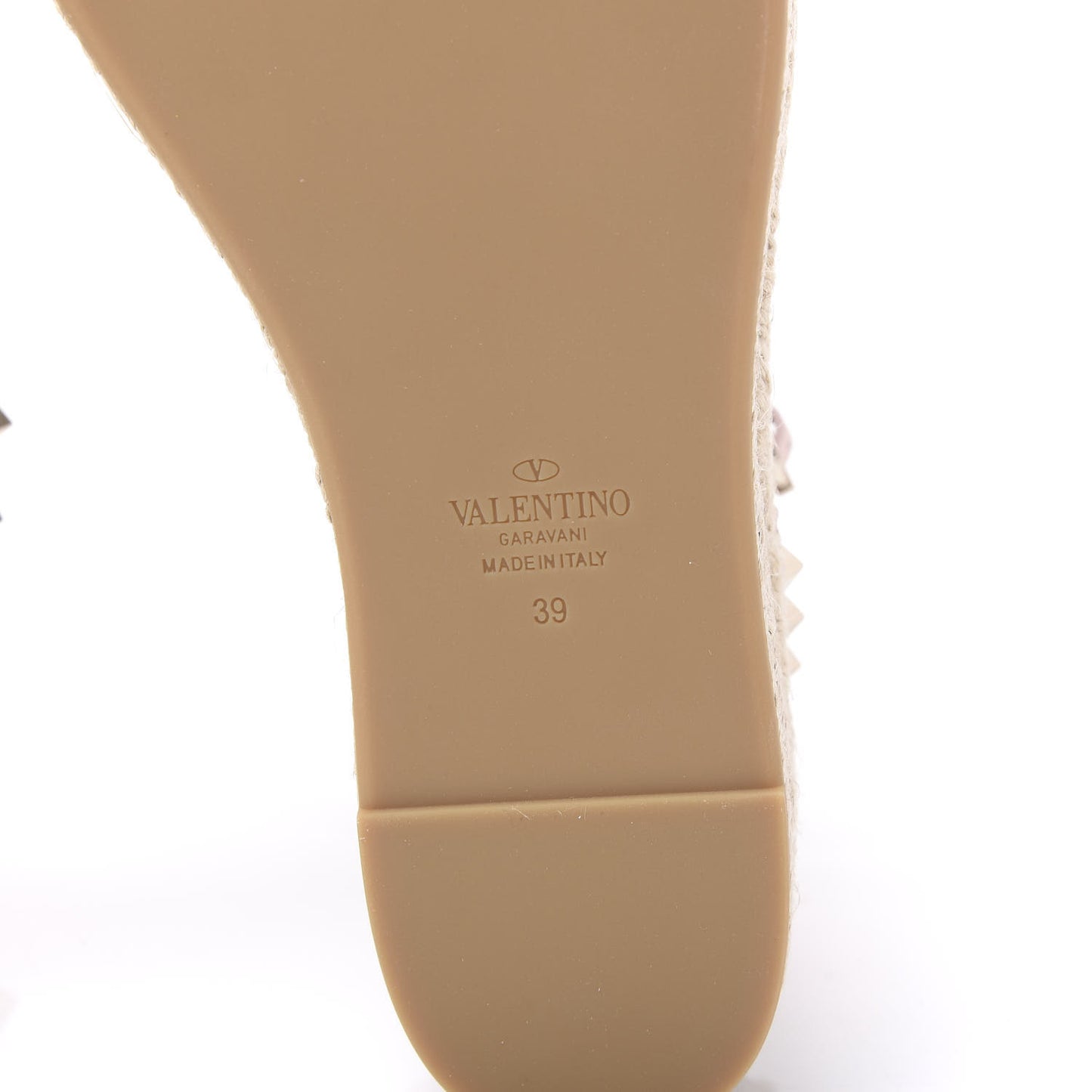 Grained Calfskin Rockstud Ankle Wrap Espadrille Flatform Sandals 39 Rose Quartz