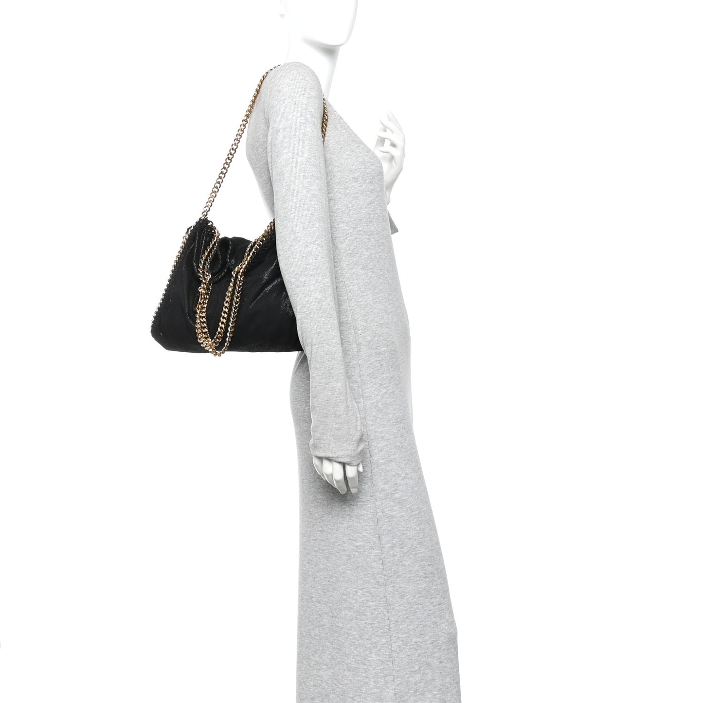 Shaggy Deer Small Falabella Fold Over Tote Black