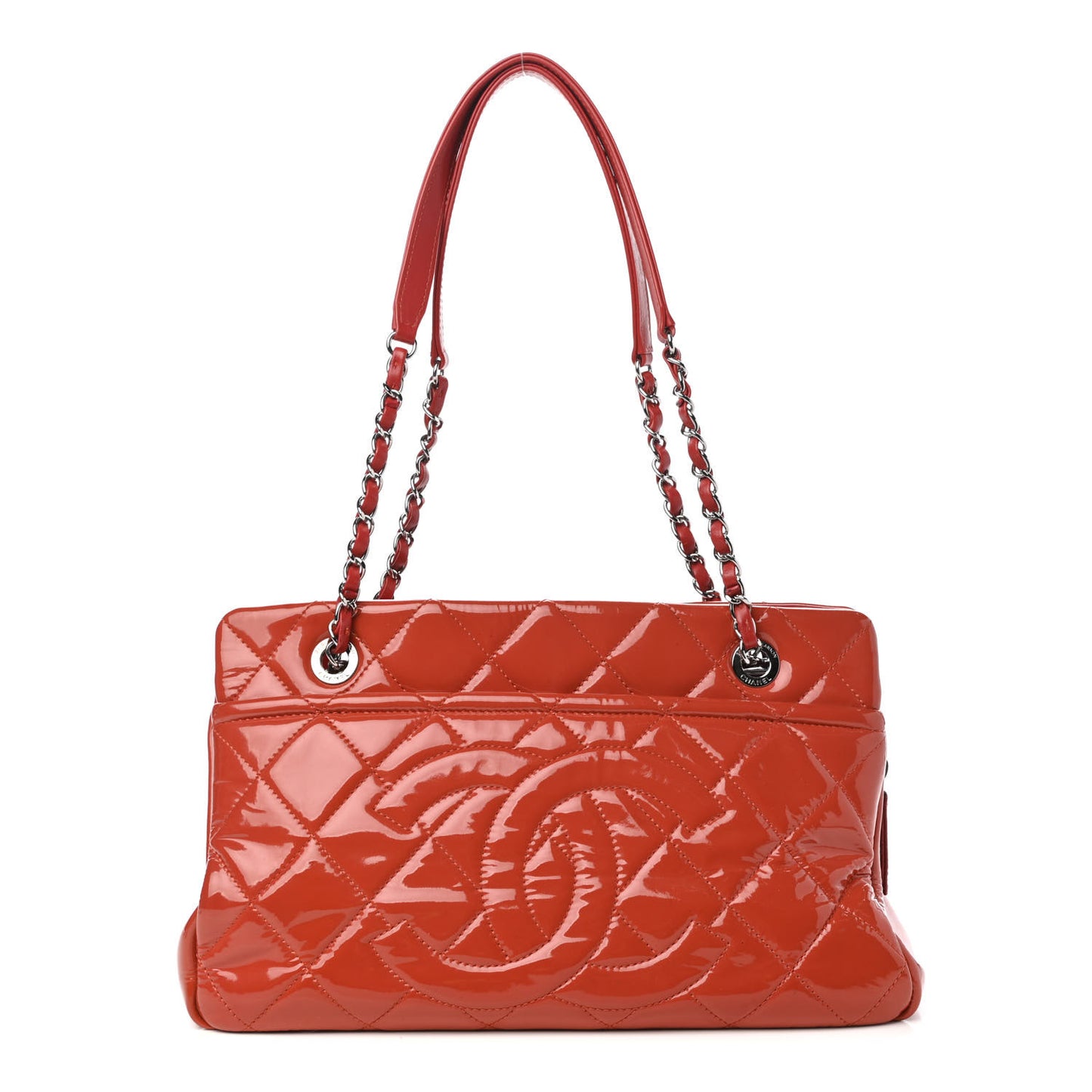 Patent Quilted Timeless CC Soft Tote Red