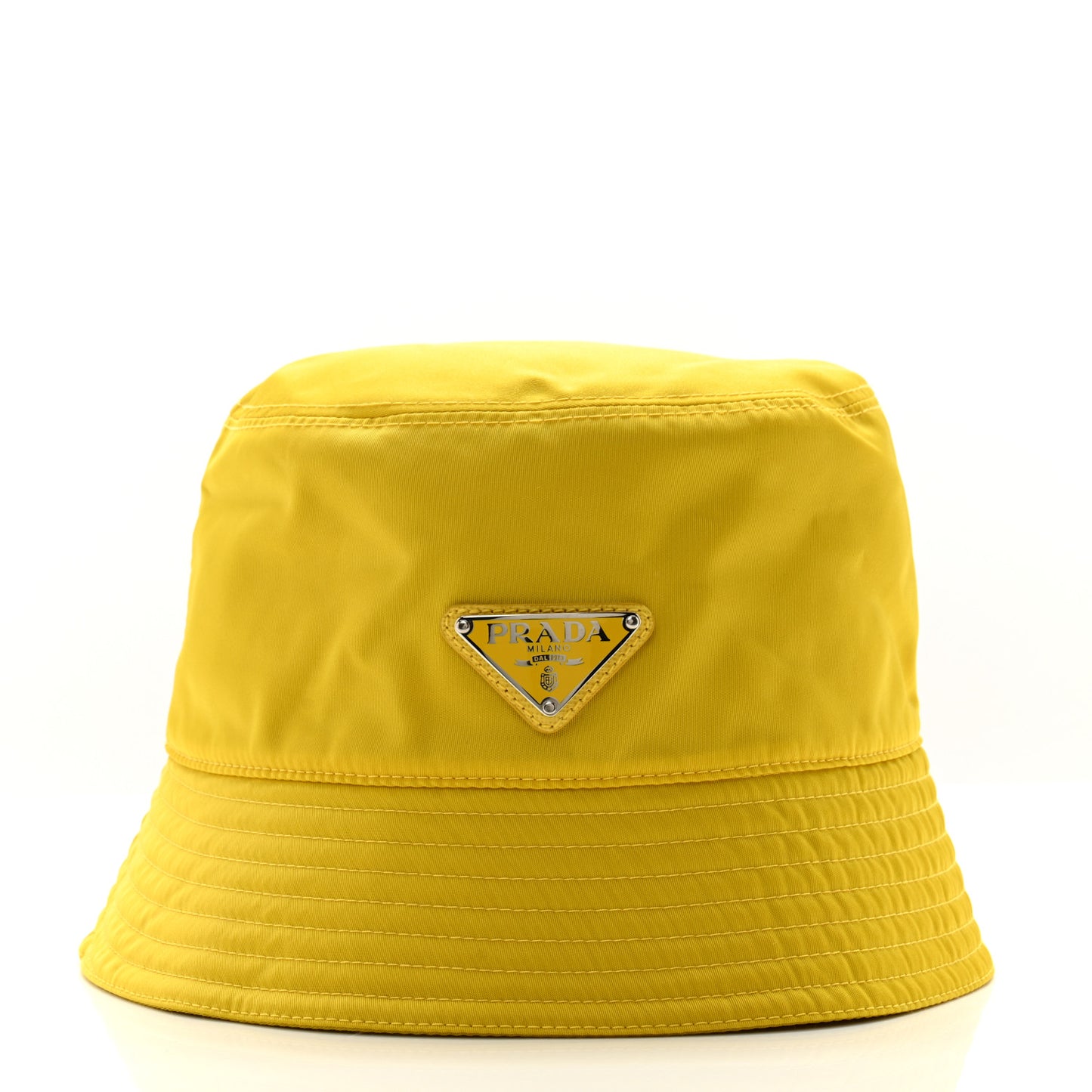 Re-Nylon Metal Triangle Logo Mens Bucket Hat M Giallo