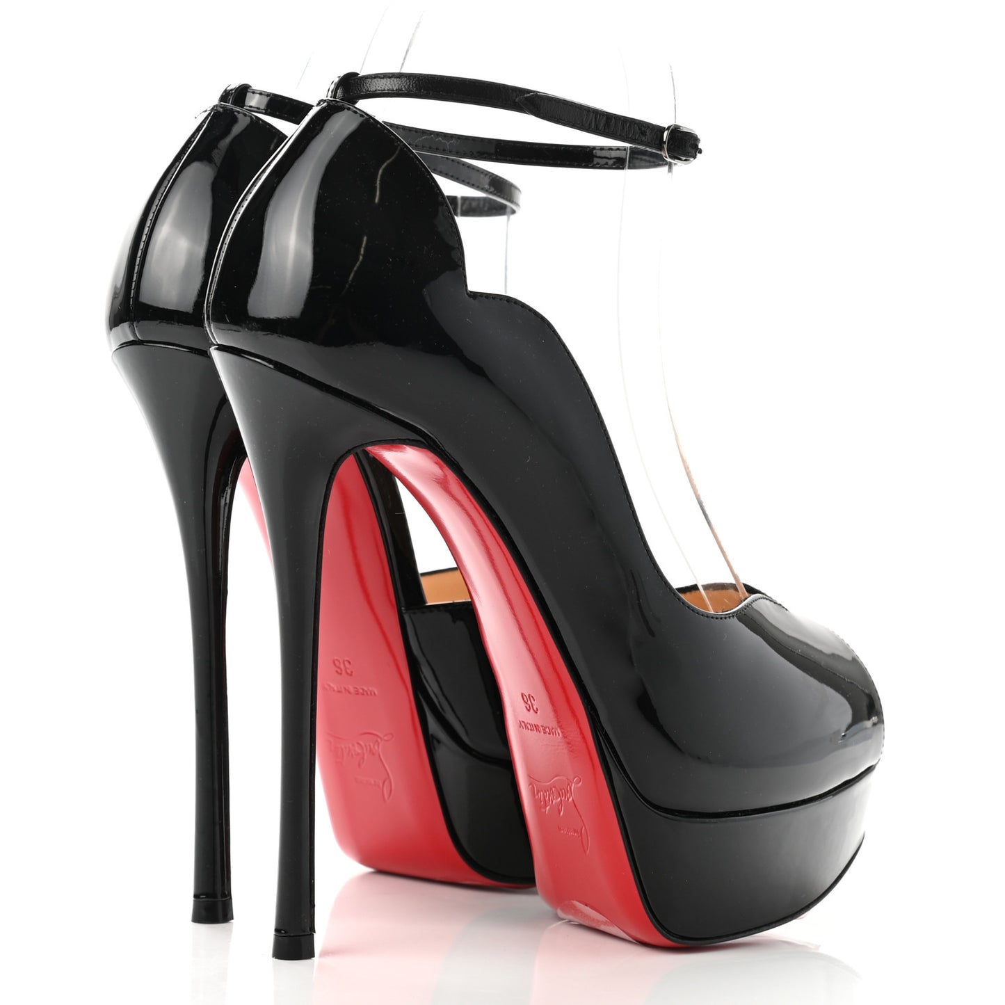 Patent After Sun Round Chick Alta Platform Peep Toe 120 Pumps 36 Black