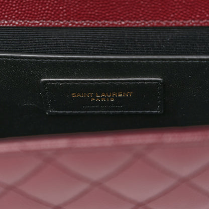 Saint Laurent Grain De Poudre Textured Mixed Matelasse Medium Triquilt Monogram Satchel Rouge Legion 6 of 10
