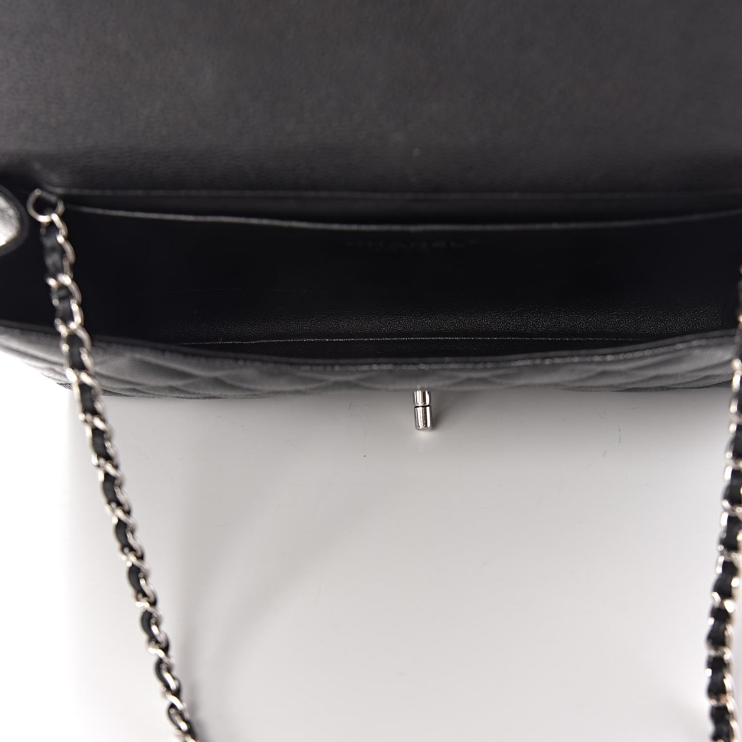 Caviar Quilted Clutch With Chain Flap Black