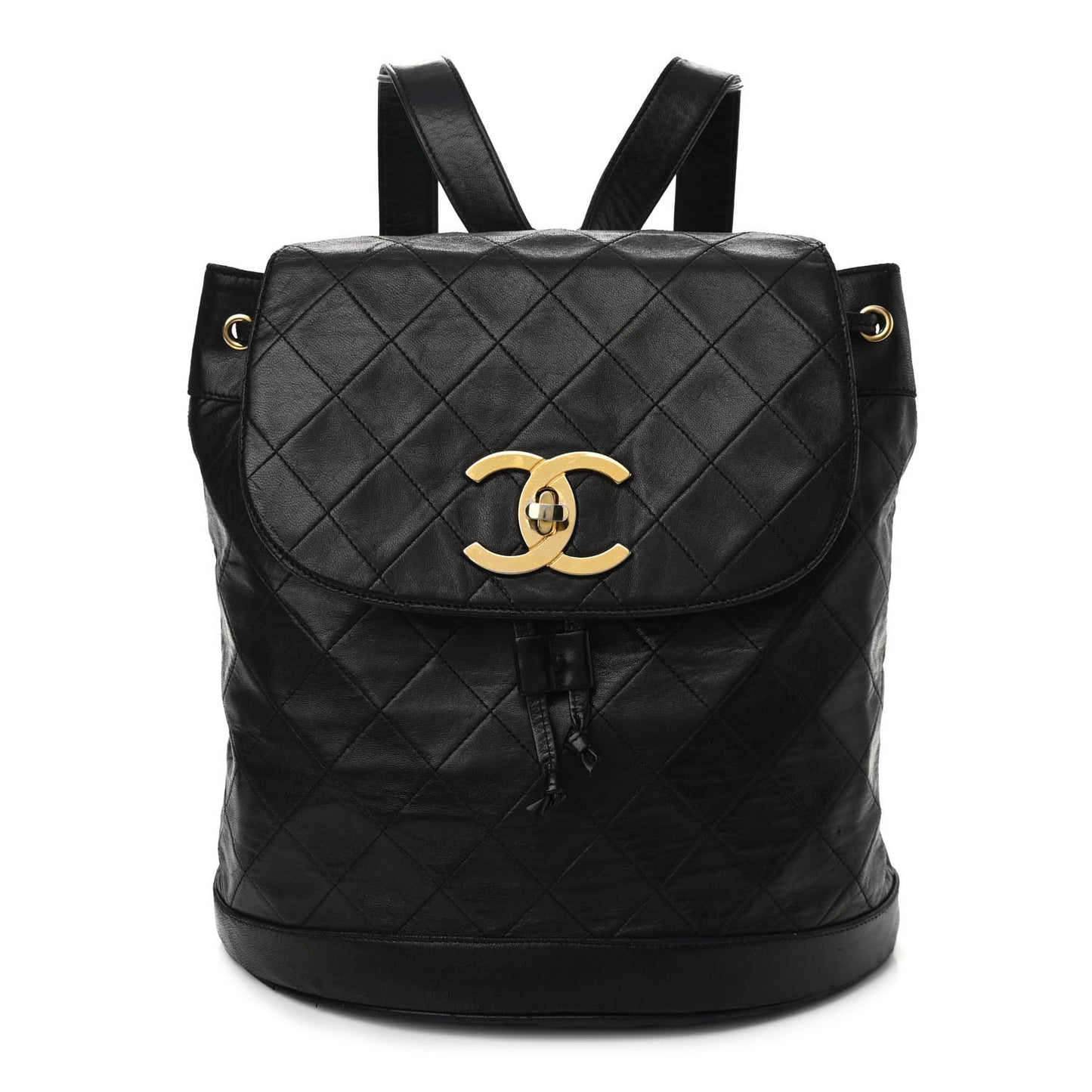 Lambskin Quilted Backpack Black