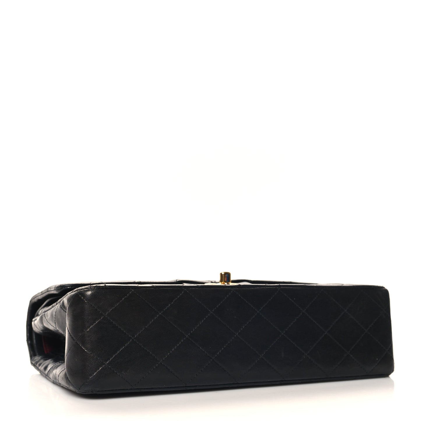 Lambskin Quilted Medium Double Flap Black