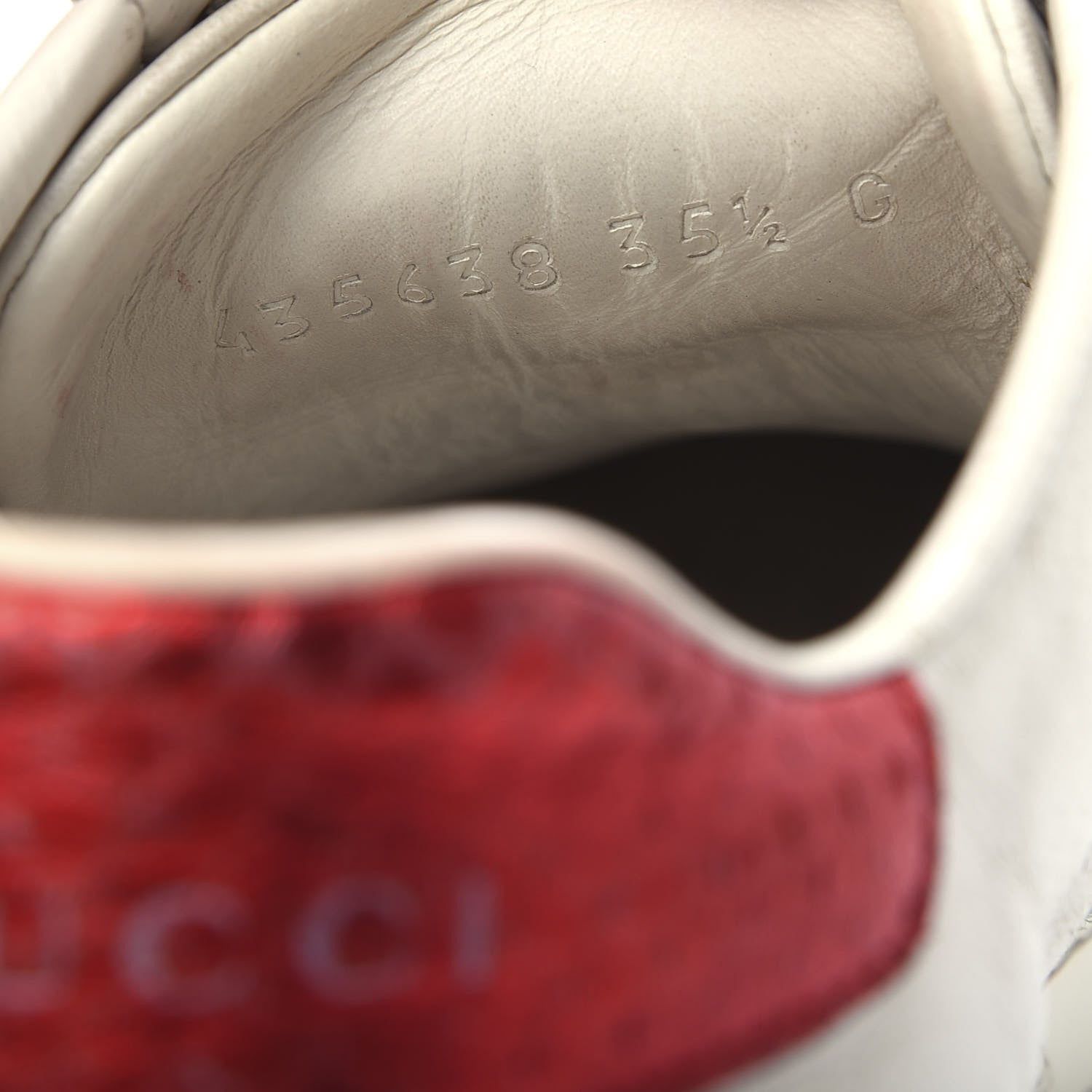 Gucci Calfskin Ayers Web Heart Embroidered Womens Ace Sneakers 35.5 White 10 of 10