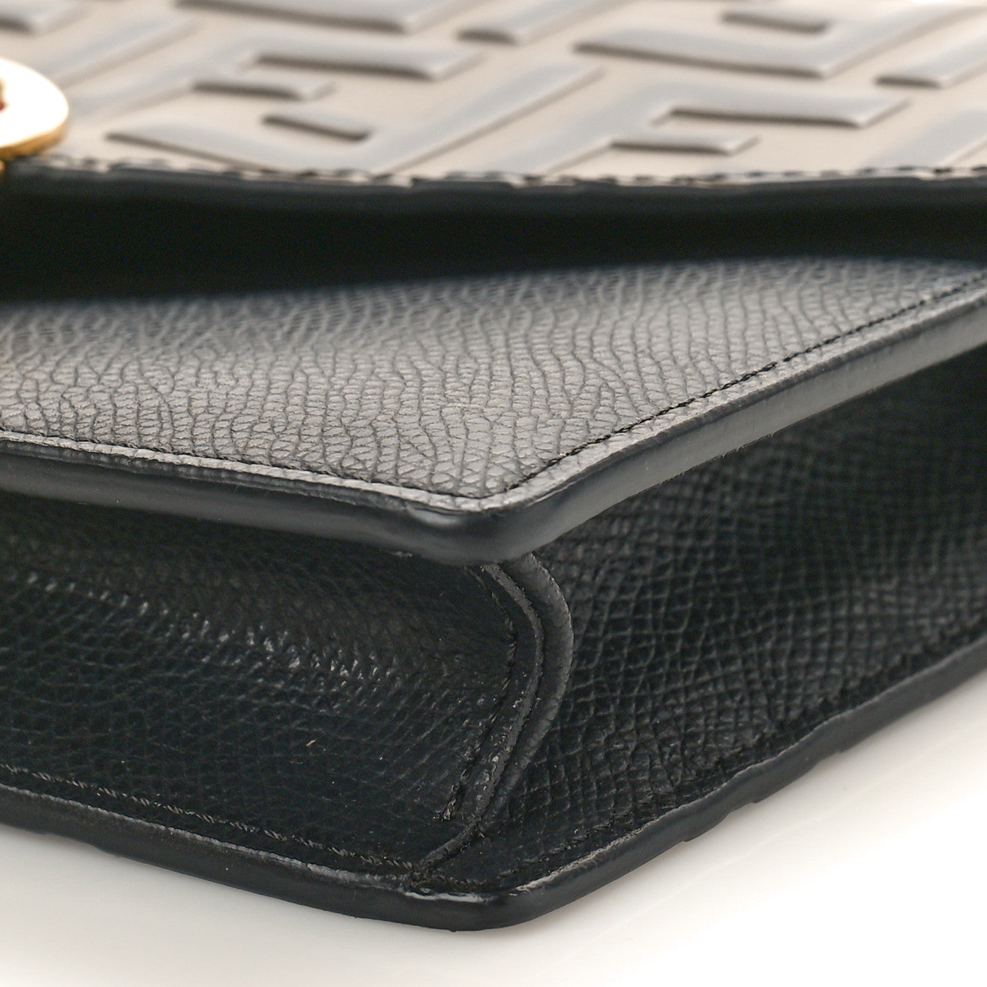 Fendi Vitello Cruise F is Fendi Bi-Color FF 1974 Embossed Medium Envelope Wallet On Chain Black Maya 9 of 10