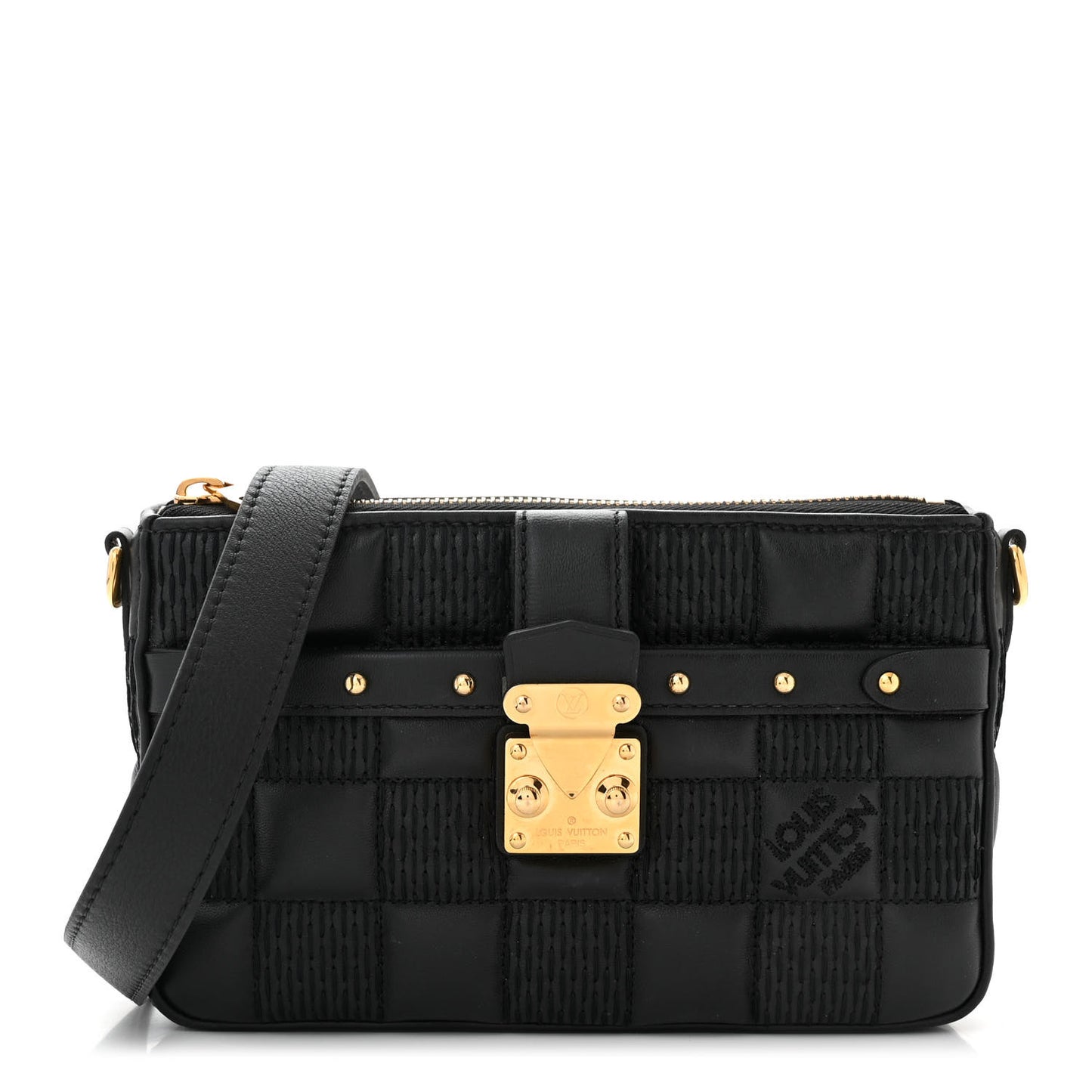 LOUIS VUITTON Damier Quilt Lambskin Troca Pochette Black