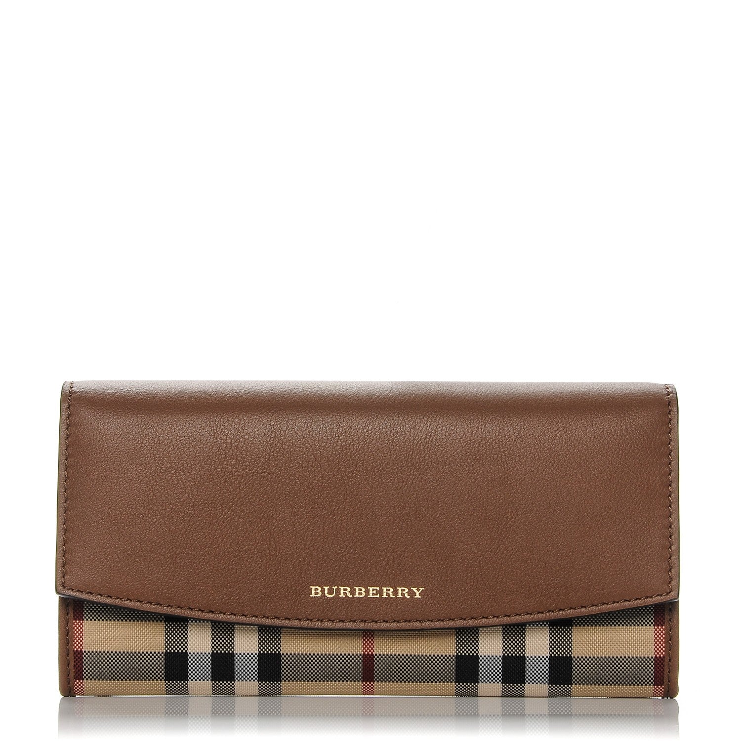 Burberry Calfskin Horseferry Check Porter Continental Wallet Tan 1 of 6