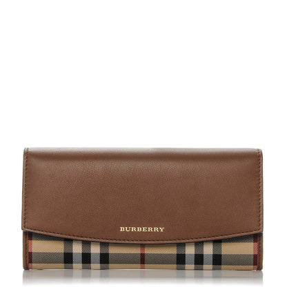 Burberry Calfskin Horseferry Check Porter Continental Wallet Tan 1 of 6