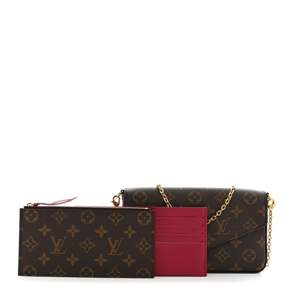 Louis Vuitton Monogram Pochette Felicie Chain Wallet Fuchsia 3 of 12