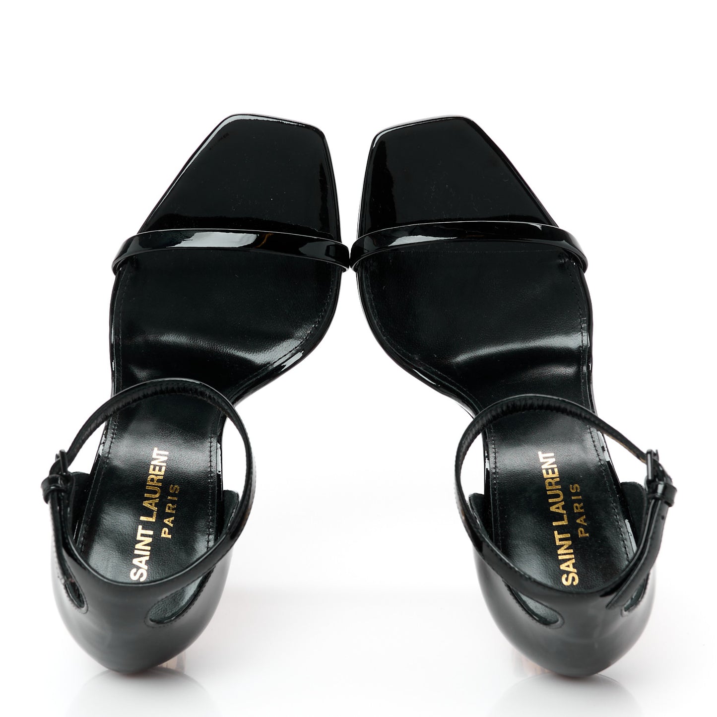 Patent Calfskin Opyum 110 Sandals 36.5 Black Gold