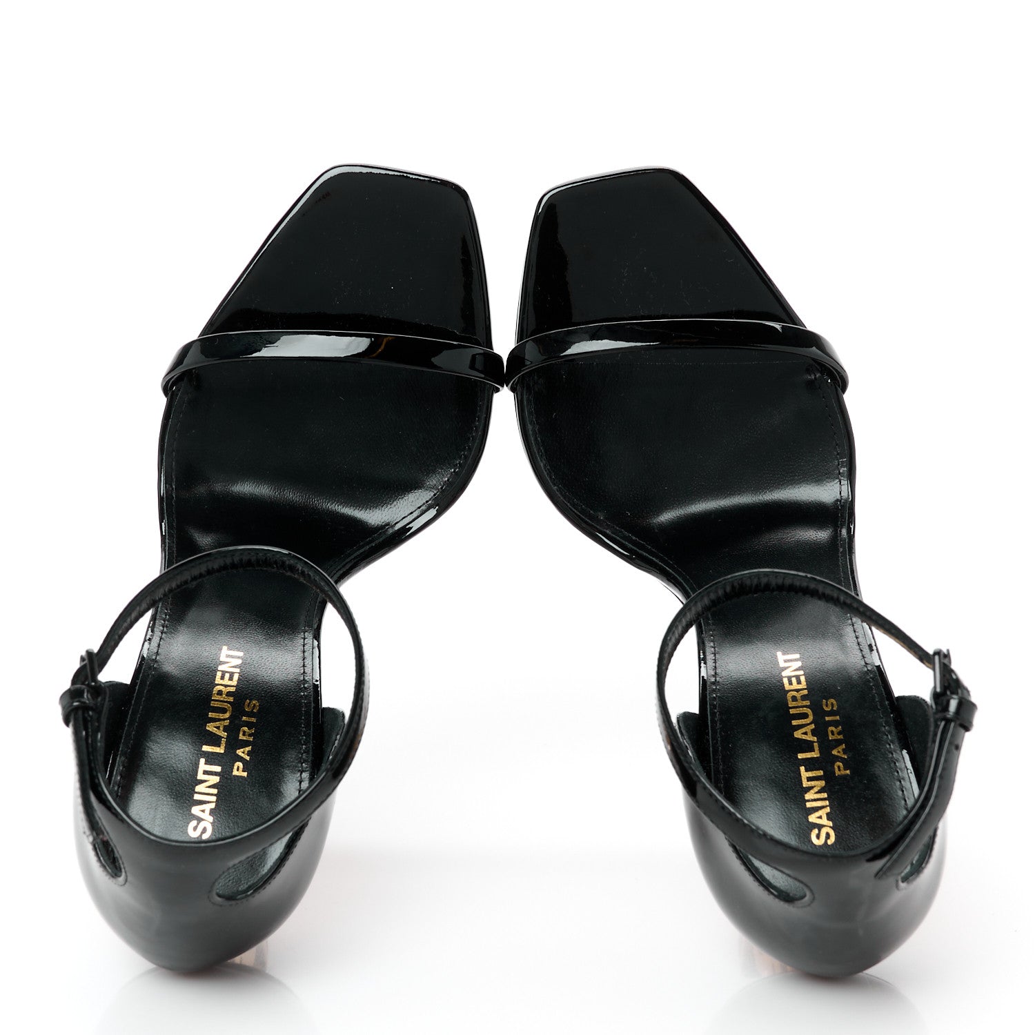 Saint Laurent Patent Calfskin Opyum 110 Sandals 36.5 Black Gold 2 of 10