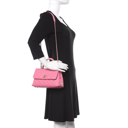 Chanel Caviar Lizard Embossed Quilted Mini Coco Handle Flap Pink 2 of 9