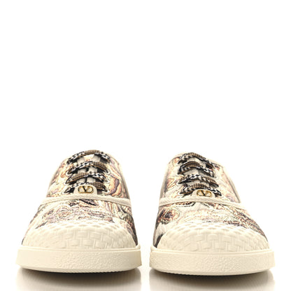 Valentino Garavani Metallic Jacquard Apres L'hiver Womens Bay By Bay Sneakers 37 Ivory Multicolor 3 of 10