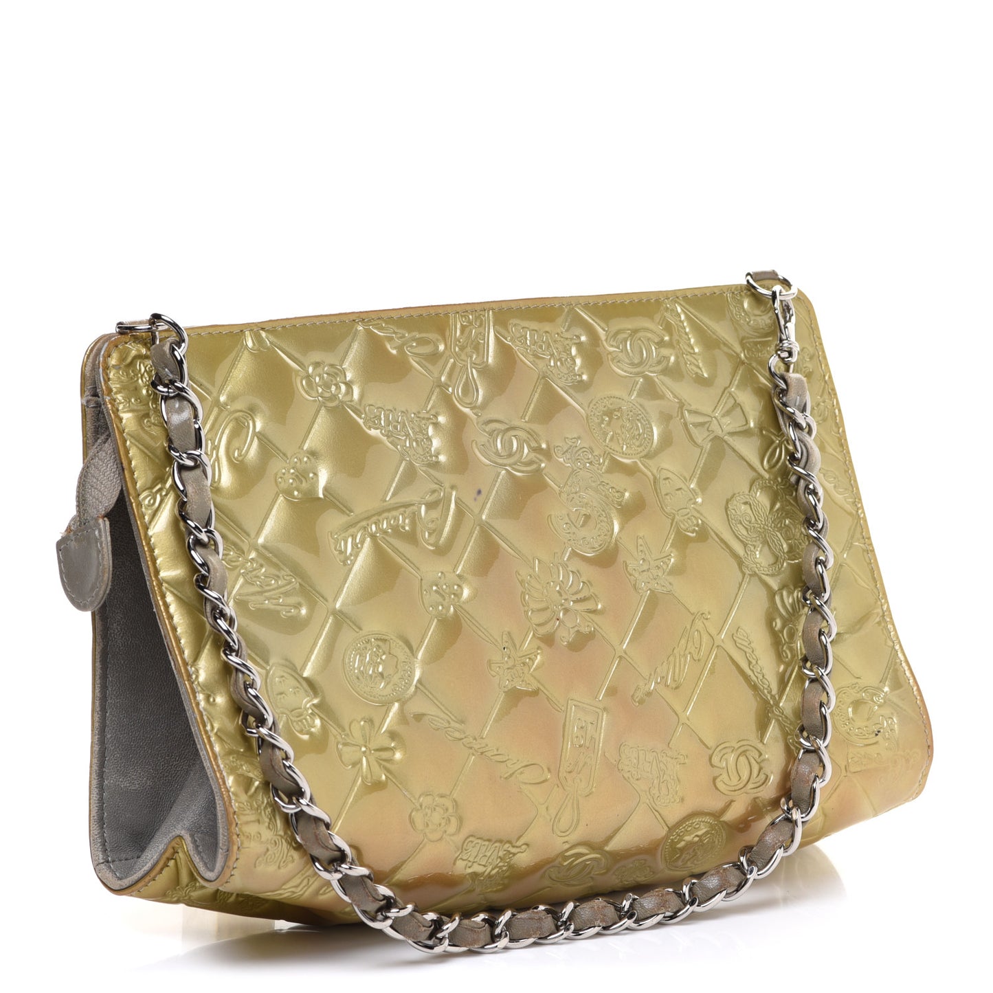 Patent Calfskin Lucky Symbols Pochette Gold