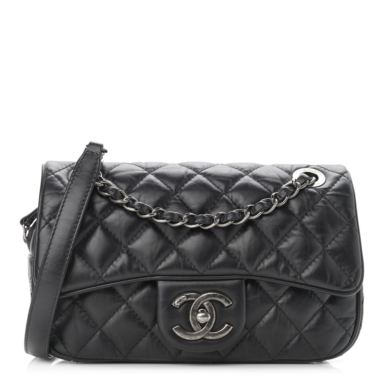 Chanel Aged Calfskin Quilted Small Easy Flap Black 1 of 11