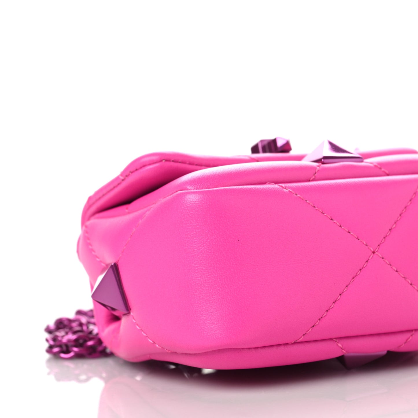 Nappa Lacquer Monochrome Mini Roman Stud Shoulder Bag Pink PP