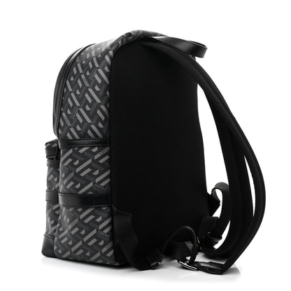 Versace Coated Canvas Calfskin La Greca Signature Backpack Black Grey 3 of 10