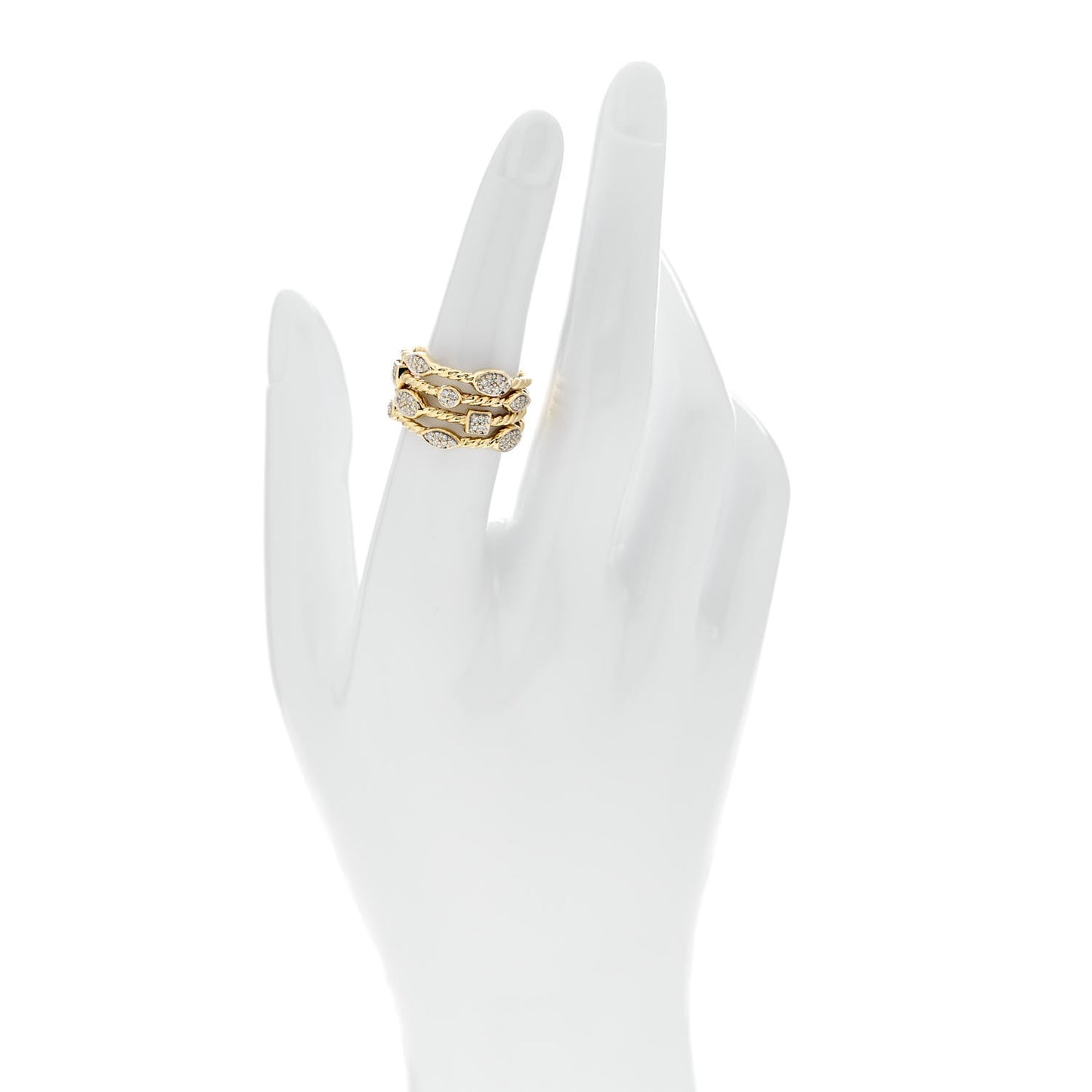 18K Yellow Gold Diamond Four-Row Confetti Ring 53 6.5
