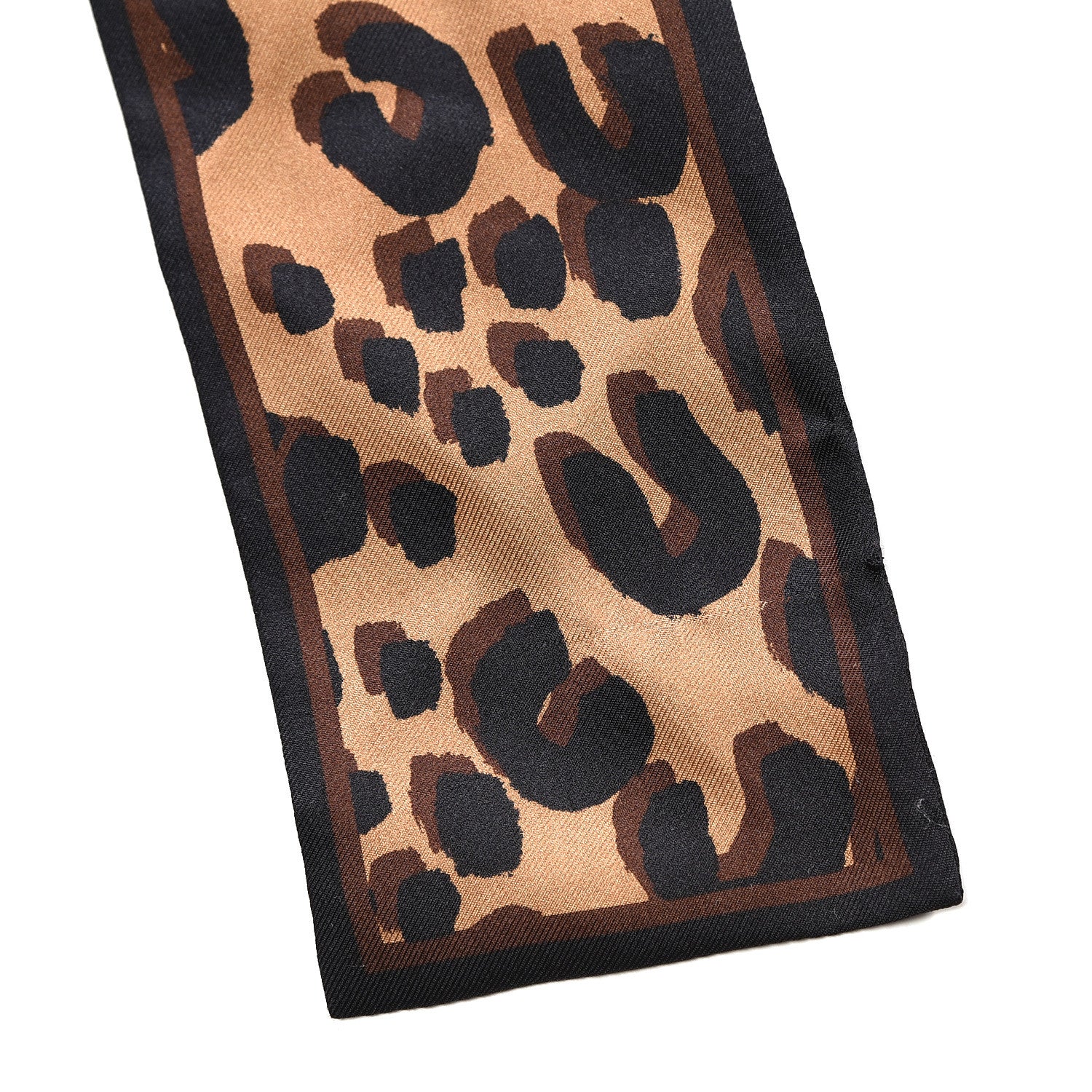 Louis Vuitton Greenland Fox Silk Leopard Bandeau Scarf Marron 3 of 3