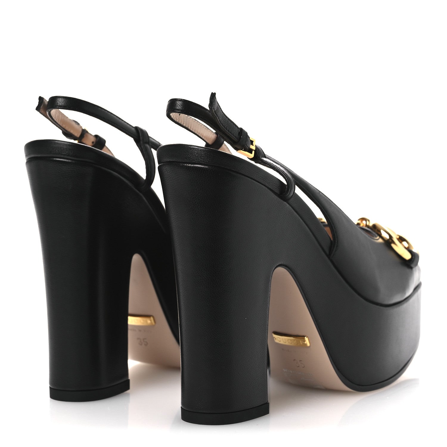 Gucci Nappa Horsebit Platform 35/120mm Slingback Pumps 35 Black 5 of 11